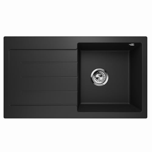 Lavello Master 1.0 - Fregadero de cocina (granito, empotrable, a la izquierda), color negro