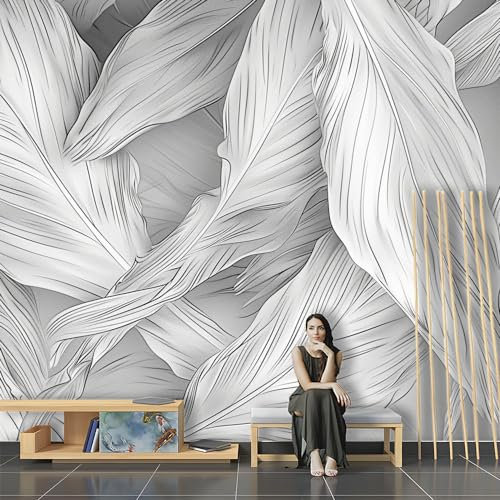 fotomurales pared profundidad Boceto Gigante Hoja Negro y Blanco Papel tapiz sala de estar dormitorio adhesivos decorativos pared Mural grande impresión HD ecológica