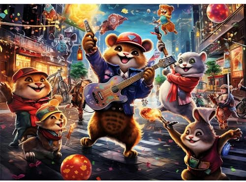 Chalzidar 1000 Piece Jigsaw Puzzles for Adults Challenging Game Puzzles with Letters on Back(Rock Party)