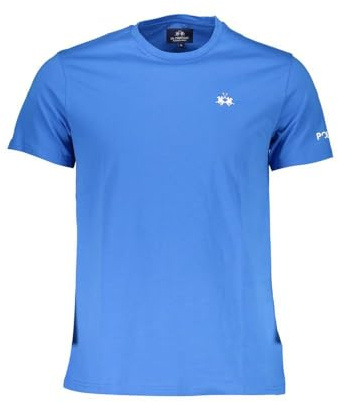 La Martina Elegantes blaues Herren-T-Shirt mit gesticktem Logo