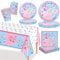 MORAINJAY Ensemble de Vaisselle de Fête Gender Reveal 69 Pièces, Baby Showerr Assiettes, Tasses, Serviettes, Girl Or Boy Fête de Révélation de Genre Décoration de Table