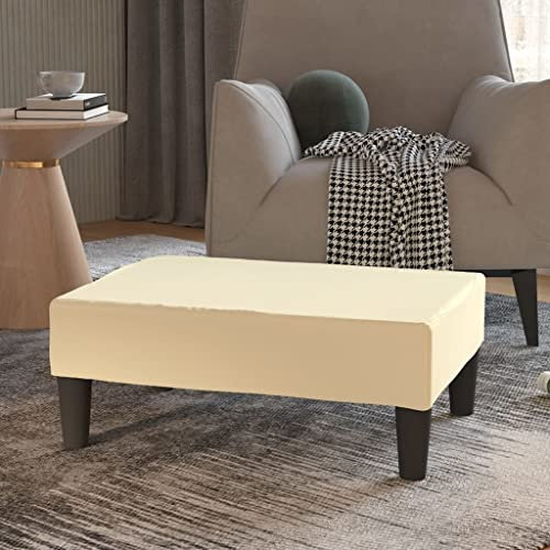 Wenjingqi-337709 Hocker aus Kunstleder, cremefarben, 78 x 56 x 32 cm