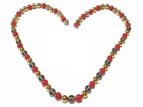 Karneol Rauchquarz Hämatit golden Edelstein Kette Halskette Collier DisplayLength 38