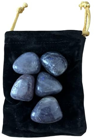 Iolita Piedra Natural - 5 Cristales Pulidos iolita con Propiedades Energéticas, Iolita pulida (Iolita, 5 PCS)