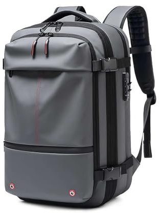 Cikiki Vacpack, zaino 60 l, zaino espandibile con compressione sottovuoto, impermeabile, antifurto sottovuoto (senza pompe gonfiabili), grigio., m