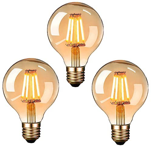 massway Edison Vintage Glühbirne, LED Vintage Glühbirne E27 G80 4W Warmweiss Antike Filament LED Glühlampe, Ideal für Nostalgie und Retro Beleuchtung im Haus Café Bar - 3 Stück