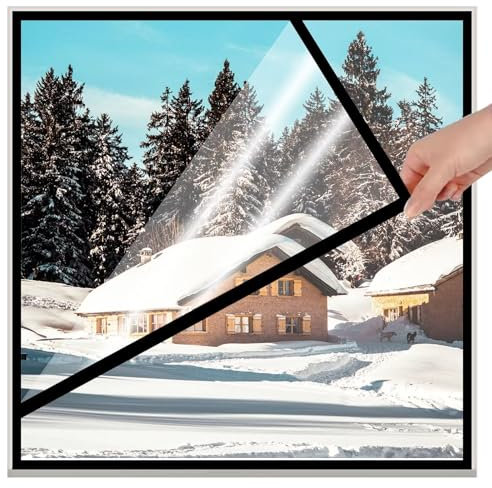 KäLteschutzfolie Fenster-Isolierfolie Mit Klebeband, 160x195cmwäRmeschutzvorhang,Thermo Cover Fenster Fensterisolierung Schutz-Vorhang,KäLteschutz Und WäRmeschutz Im Winter Schwarz