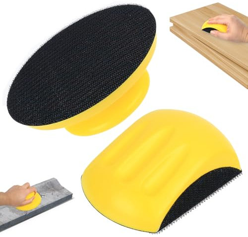 2 Pcs Hand Sanding Block Set, 5 Inch Hook and Loop Mouse Sanding Pads for Walls Woods Woodworking Polishing Furniture Restoration Automotive Paint Arts and Crafts
