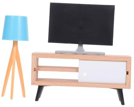 Cabilock 3 Stück Puppenhaus Miniatur Fernsehschrank Stehlampe Modell Mini Puppenhaus Möbel Für Puppenhaus Wohnzimmer Zubehör Heimdekoration