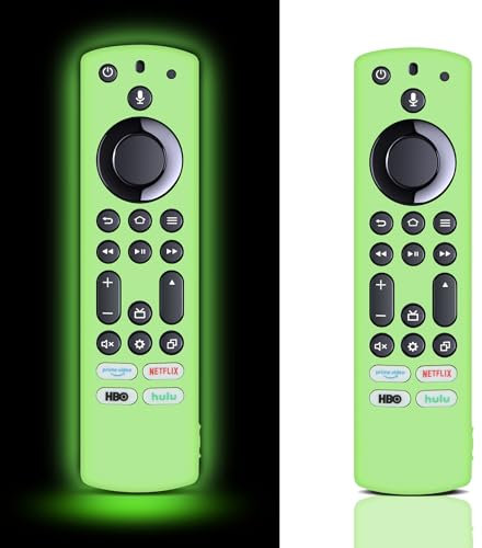 Lot de 2 Coques de Protection en Silicone pour télécommande TV Fire Stick Glow in The Dark, pour télécommande TV Firestick 4K Max/Insignia/Pioneer/Omni(QLED) - Vert Vif