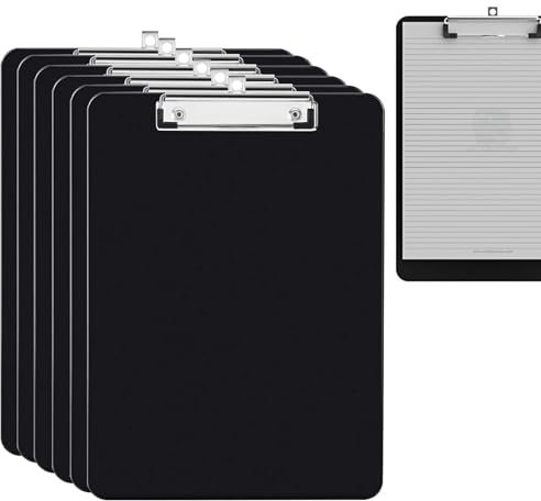 6 Pièces Porte-Bloc A4, Support Feuille avec Pince A4, Porte Documents Plastique avec Clip en Métal et œillet de Suspension Rétractable, pour Notes, Formulaires, Documents et École