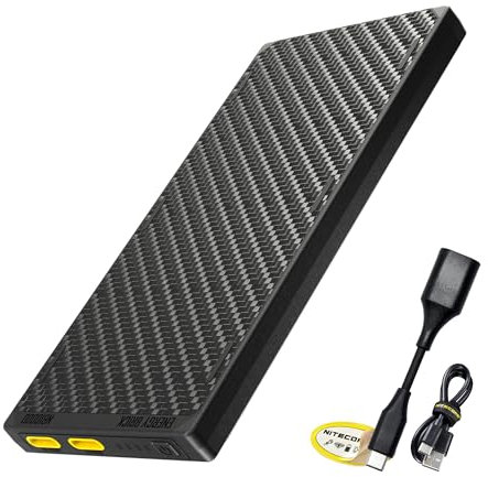 Nitecore NB10000 Gen III (Gen 3) Ultra Slim Power Bank 10000mAh QC Schnellladung Dual USB-C Ports für Handys, Taschenlampen und Stirnlampen, mit USB-A Adapter, Ladekabel Aufkleber