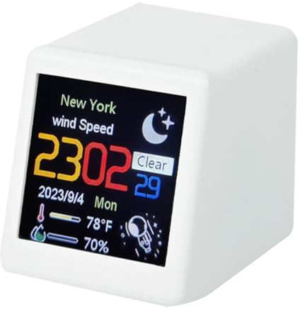 BOFRHME WIFI Weather Station Clock DIY Cute GIF Animations Desktop Decoration Electronic Album Function MINI Clock B Easy Install Easy to Use