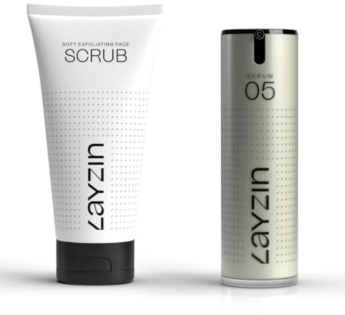 LAYZIN Skin Harmony Bundle – Gesichts-Pflegeset mit Sanftem Peeling und Sérum 05 für empfindliche Haut – Natürliche Exfoliation, feuchtigkeitsspendende Pflege – Parfümfreies Serum – Sanfte tägliche