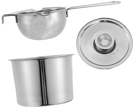 HEALEEP Chocolate Melting Pot Pink Chocolate Melts Chocolate Boiler Chocolate Double Boiler Fondue Small Melting Chocolate Double Boiler Melting Pot Flan Making Pot Stainless Steel Silver