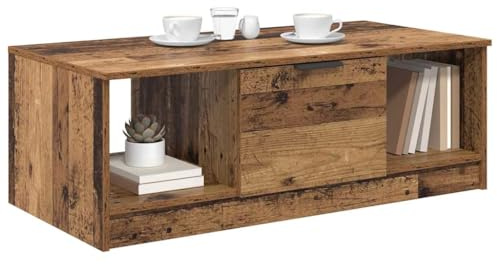 vidaXL Coffee Table Old Wood 102 x 50 x 36cm Engineered Wood, Stylish Living Room Table, Modern Coffee, Functional Indoor Low, Engineered Wood Accent With Drawer
