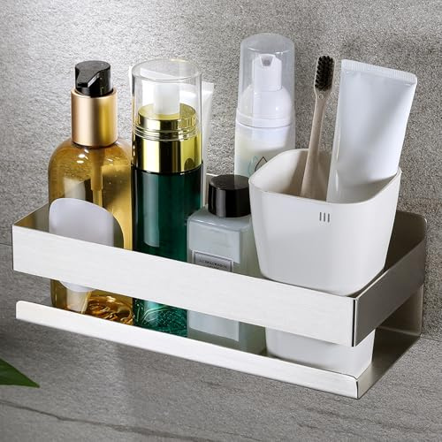 YIGII Duschregal Badezimmer Regal Duschregal Ohne Bohren Silber Duschorganisator SUS 304 Edelstahl