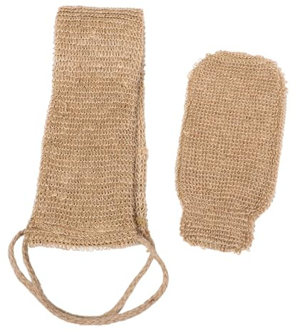 VALICLUD Peeling Körperreiniger und Rückenschrubber aus Sisal und Schwamm 2 Stück mit Weicher Schonender Reinigung Natürlicher Duschhandschuh für Damen und Herren für Zuhause und Fitness