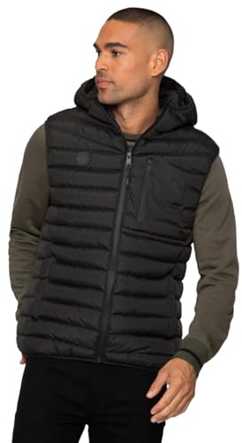 Spindle Threadbare Men's Plain Puffer Gilet Sleeveless Body warmer Vest Jacket Lightweight Half Jacket for All Seasons Black XXXL