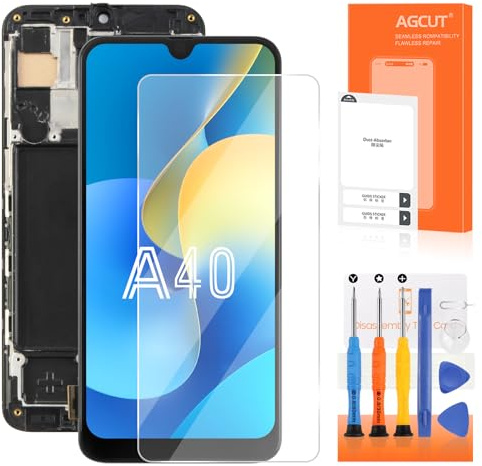 AGCUT LCD Display pour Samsung A40 Ecran Replacement pour Galaxy A40 SM-A405F SM-A405FN SM-A405FM 5,9 Pouces LCD Affichage Ecran Tactile Assemblée avec Outils (Noir avec Cadre, sans Empreinte)