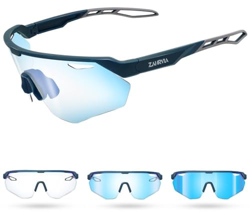 ZAHRVIA Fahrradbrille Selbsttönend für Herren Damen, Schnelle Brille mit TR90 Ultraleicht Rahmen, UV400 Schutz, Verstellbarem Nasenpad & Bügel für Fahrrad, Laufen, Outdoor-Sport