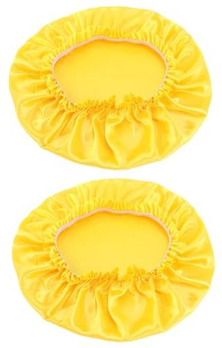 Yardwe 2 Stück Satin Haarschutz Hauben zum Schlafen und Hausarbeit Runde Modische Nachtmützen aus Weichem Gelben Satin für Damen