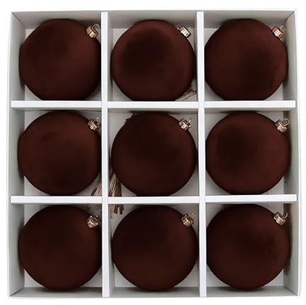 2026 Samt-Weihnachtskugeln, 9-teilig, 8 cm, beflockt, bruchsicher, für die Weihnachtsfeier Hause (Coffee, 25.7X25.7X8.4cm)
