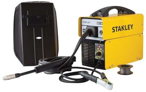Stanley Saldatrice inverter MIG 100 230V senza gas, filo animato 0.8–0.9 mm, funzione sinergica per saldature pulite, ciclo di lavoro 60% a 100A, leggera 5 kg, efficiente e facile da usare