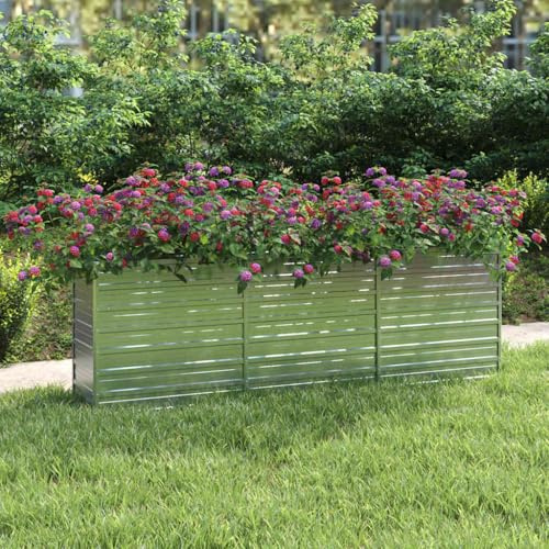 SKTQYQO Hochbett für den Garten 240 x 40 x 77 cm aus verzinktem Stahl Silber : Dieses Hochbett für den Garten aus Metall ist eine perfekte Wahl für Liebhaber