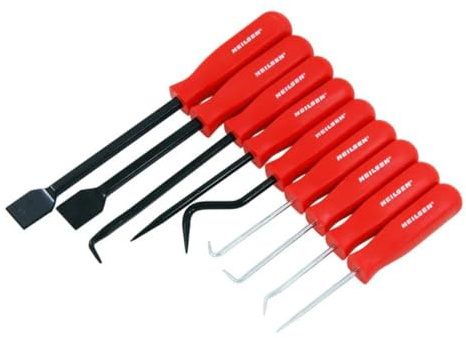 Neilsen CT5806 9pc Hook Pick and Scraper Set Compatible with Awl U Hook L Hook V Hook Radiator Hose Remover Cotter Pin Puller Scratch Awl Multipurpose Scrapers