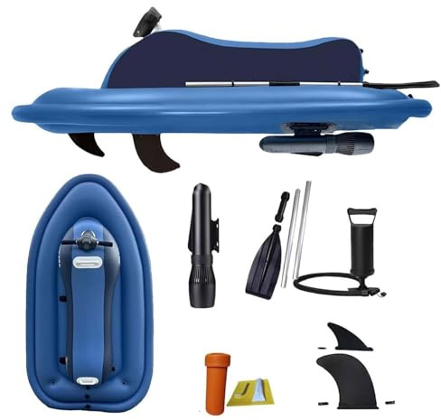 zhenmaster Bateau Jet Gonflable 2 Personnes, Équipement Sport Aquatique pour Piscine et Plongée, Bateau Moteur Flottant avec Ailerons Doubles pour Trajectoire Précise, Batterie 10000mAh