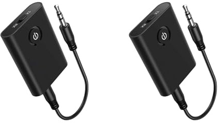 Bosiyrggrl 2X Adaptateur Bluetooth 5.3 pour Avion vers 2 Écouteurs sans, Prise Jack 3,5 Mm, Émetteur-Récepteur Bluetooth en Vol pour TV