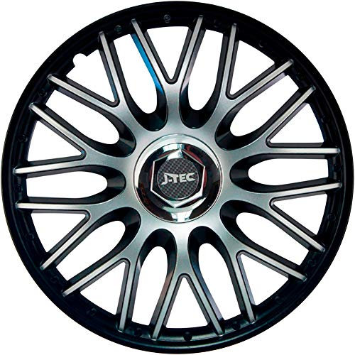 Satz J-Tec Radzierblenden Orden 13-Zoll Schwarz + Chrom Ringe