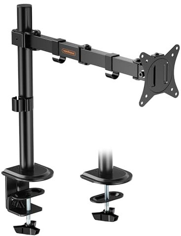 VonHaus Single Monitor Stand for 13-32 Screens, Monitor Mount with Desk Clamp, Height Adjustable, Easy Assemble Stand with Full Tilt, Rotation & Swivel Arm, VESA: 75x75 & 100x100mm