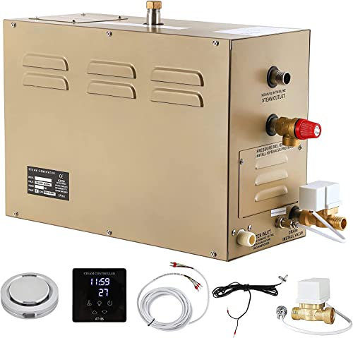 CGOLDENWALL 4.5KW Sauna Generador de Vapor para Uso Hogar, para Sauna/Ducha/Baño Turco/SPA, con Sistema de Auto-Drenaje, Controlador Táctil Inteligente 25-55℃ para 3-4.5m³ Calefacción de Espacio