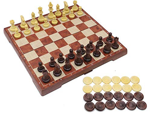T Tocas groß Schachspiel Magnetischem Einklappbar Schachbrett Schach für Kinder, Anfänger und Erwachsene, 2 in 1 Reise Schach-Brettspiel und Wasserdichtes Schachbrett, Braun, 31cm x 31cm