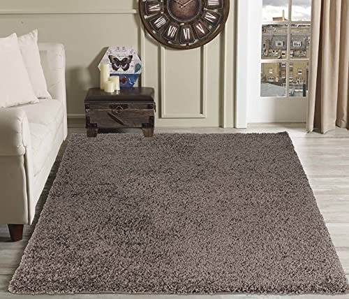 Serdim Rugs Teppiche für Wohnzimmer, zottelig, 60 x 110 cm, Taupe