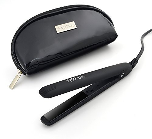 Mini plancha para el pelo de Fari, ideal para viajes, con neceser de viaje incluido, alisador de cerámica turmalina de doble voltaje, para su uso por todo el mundo, color negro