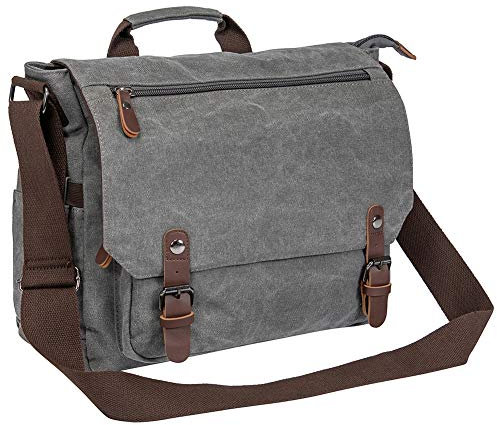 peacechaos Vintage Canvas Messenger Bag Schultasche Schultertasche für 13,3-15 Zoll Laptop Business Aktentasche