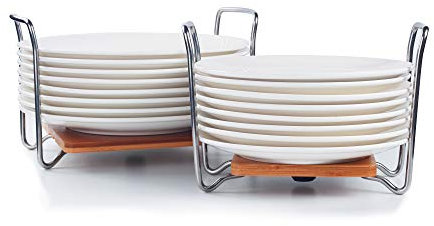 E-ROOM TREND - Organizador de Platos de tamaño Ajustable de 15 a 33 cm, Estante para Platos de con Asas fáciles de Transportar SS304 para cajones de Cocina, armarios, estantes (A018)