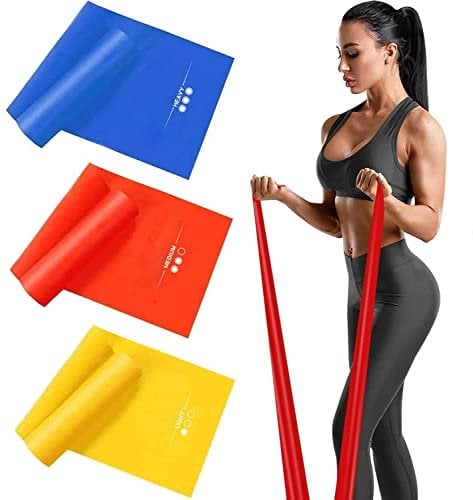 Haquno Fitnessband 3er-Set Theraband Gymnastikband Lang Fitnessbänder Widerstandsbänder in 3 Stärke, Resistance Band Trainingsband für Crossfit, Muskelaufbau, Yoga, Pilates für Männer und Frauen