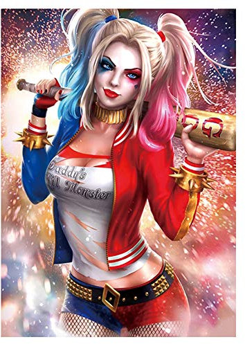 Ohok 5D Diamond Painting Full Kits für Erwachsene Kinder, DIY Diamond Malerei Set Kunst Handwerk Strass Stickerei Painting Bilder Dekoration für Haus Wand Dekor (Harley Quinn-30X40cm)