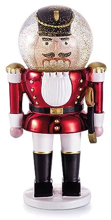 Summerglobe The Giant Shiny Nutcracker Rot - Handbemalte Schneekugel in Form eines klassischen Nussknackers, glänzend rot, ca. 25 cm
