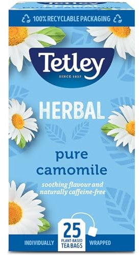 Tetley Pure Camomile Tea – 20 Teabags, Naturally Caffeine-Free, Soothing Herbal Teabag for Relaxation and Stress Relief