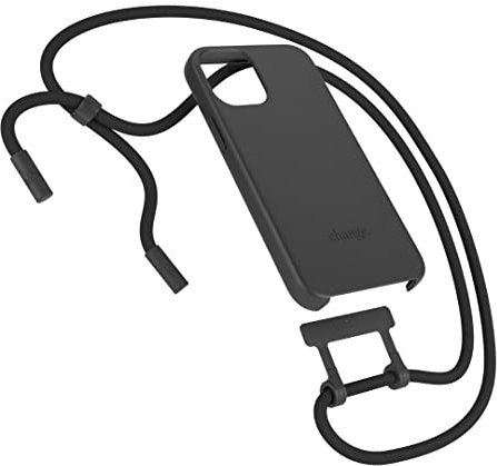 Woodcessories - Nachhaltige Handykette abnehmbar kompatibel mit iPhone 12 Hülle mit Band schwarz, iPhone 12 Pro Hülle mit Band schwarz - biologisch abbaubar