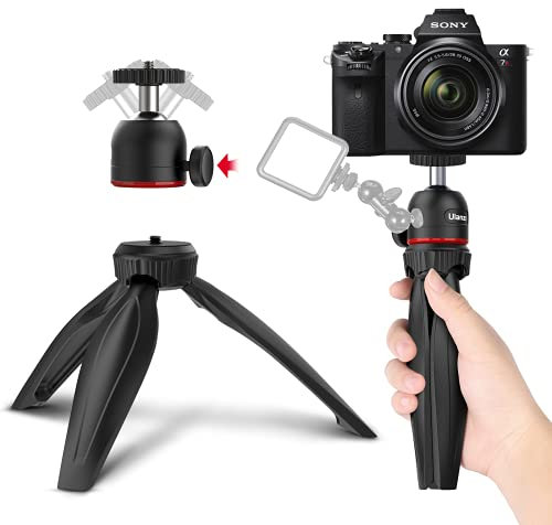 Ulanzi Mini Trípode Portátil Minitrípode Movíl Trípode cámara Trípode proyector con Soporte de Cabeza de Bola Tripodes pequeños para teléfono móvil, Cámara DSLR, Proyector
