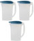 Engelland - 3 x Getränkekrug mit Deckel, Blau-Transparent, für Saft, Wasser, Eistee, Softdrinks, Kanne, Behälter, Kühlschrankkrug, Multifunktionsbox, 2 Liter, Füllskala, BPA-frei, Kunststoff