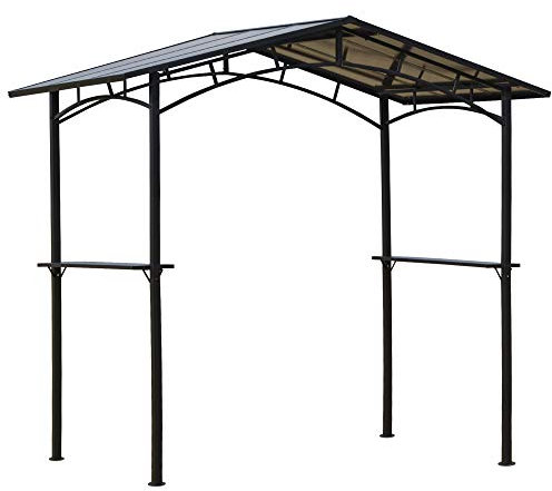 Outsunny Pavillon Jardin 2,5 x 1,5 m - abri Barbecue - 2 étagères - Toit de Barbecue - métal Noir Toit Polycarbonate