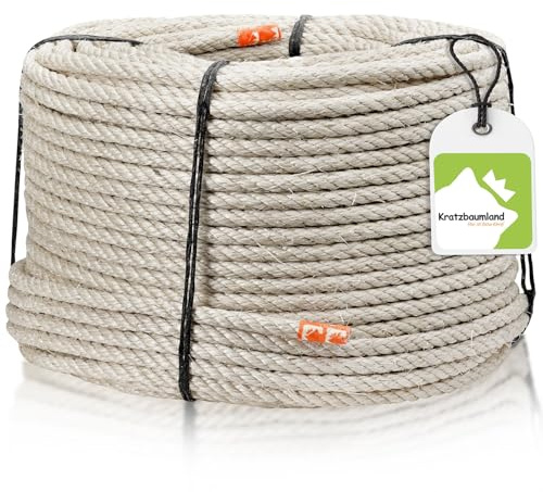 Kratzbaumland Premium-Sisalseil grau 6 mm, graues Sisalseil für Kratzbäume (versch. Längen) (25 Meter)