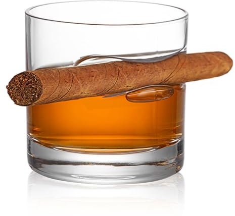 polar-effekt Whiskyglas mit Zigarrenhalter 330 ml - Geschenke für Männer zum Geburtstag - Tumbler Kristall Whisky Glas für Papa, Vater, mit Geschenkkarton
